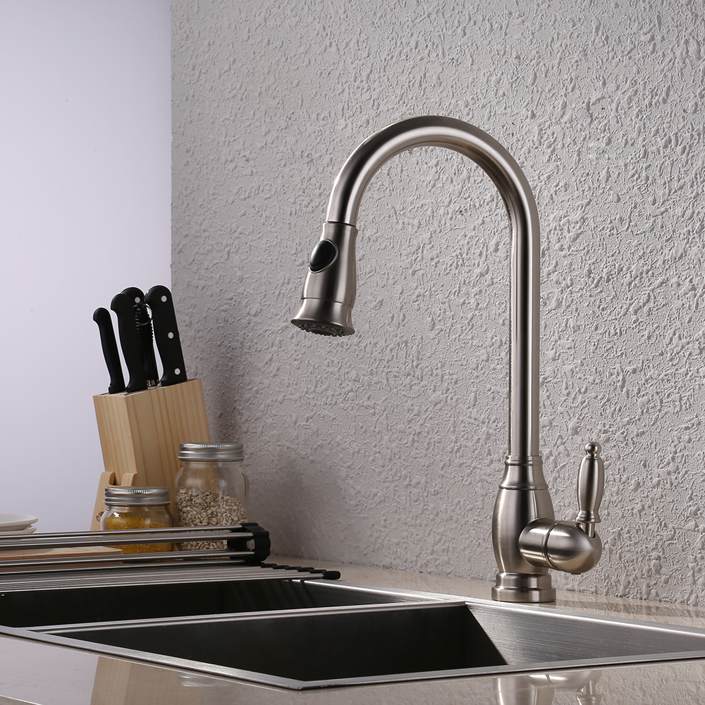 <strong>single</strong> tall large commercial pullout kitchen faucet sprayer pull