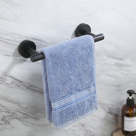 9 Inches Hand Towel Bar & Kitchen Dish Cloths Hanger, Wall Mount, No Drill, Matte Black A2000S23DG-BK
