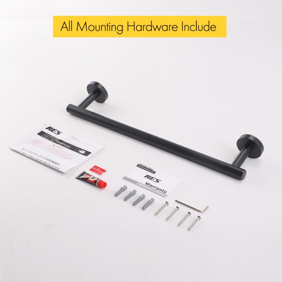 16 Inches Matte Black Towel Bar for Bathroom Kitchen Hand Towel Holder Dish Cloths Hanger SUS304 Stainless Steel RUSTPROOF Wall Mount No Drill, A2000S40DG-BK