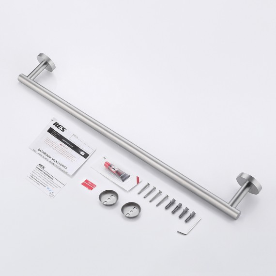 Bathroom 23.6 Inches Wall Mounted Towel Bar No Drill, Brushed Steel A2000S60DG-2