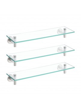 Bathroom 20 Inches Glass Shelf Rectangular 3 Packs, Wall Mounted, Brushed Finish A2021-2-P3