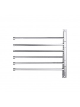 Swing Out Towel Bar SUS 304 Stainless Steel 6-Bar Folding Arm Swivel Hanger Bathroom Storage Organizer Rustproof Wall Mount Brushed Finish, A2102S6-2