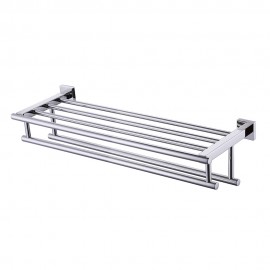 Towel Shelf with Double Towel Bar Rack Organizer for Bathroom Hotel 23.3-Inch Stainless Steel Modern Wall Mount Polished Finish, A2112S60