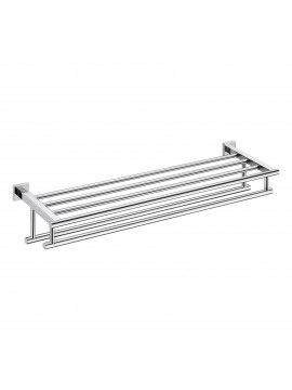 30-Inch Large Towel Rack with Shelf Stainless Steel Double Towel Bar Dual Hanger Storage Organizer Modern Square Style Wall Mount Polished Finish, A2112S75