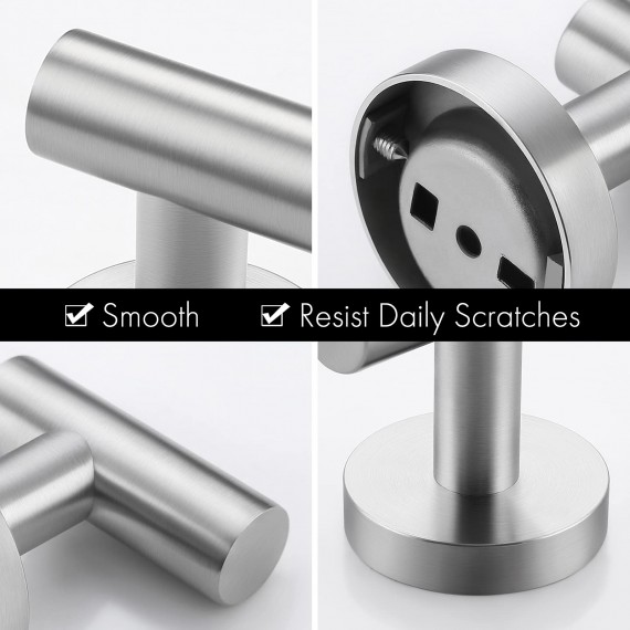 Towel Hook Bathroom Wall No Drill Heavy Duty Robe Hook Holder SUS304 Stainless Steel Brushed 2 Pack, A2164-2-P2