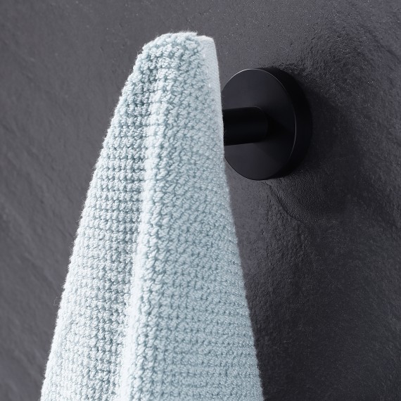 Bathroom Towel Hook Robe Hook Shower Kitchen Wall Hanging Hooks Wall Mount SUS 304 Stainless Steel Matt Black, A2164-BK