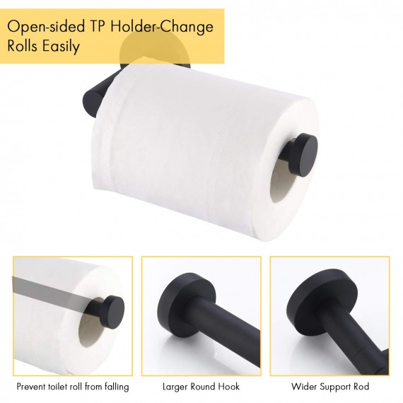 Toilet Paper Holder Toilet Tissue Paper Towel Holder SUS304 Stainless Steel Rust Proof Wall Mount Matt Black, A2174S12-BK