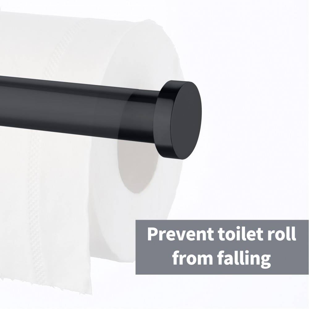 Kes Bathroom Toilet Paper Holder Stand Modern Tissue Roll Holder SUS304 Stainless Steel Rustproof Freestanding, Matte Black BPH283S
