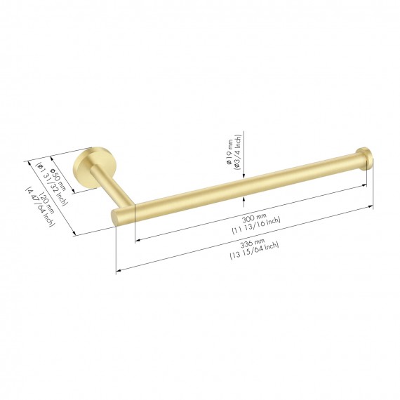 Kitchen Paper Towel Holder Brushed Brass for 11-Inch Long Paper Towel Roll Wall Mount Dispenser SUS 304 Stainless Steel, A2175S30-BZ