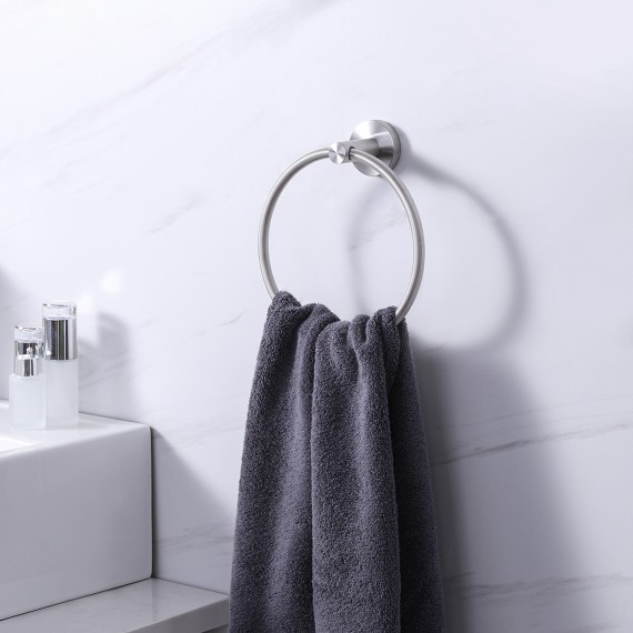 KES Hand Towel Holder for Bathroom Hand Towel Ring Round Bath Towel Holder Wall Mount SUS 304 Stainless Steel Brushed Finish, A2180-2