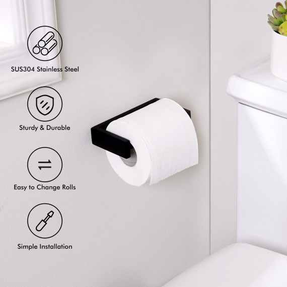KES Black Toilet Paper Holder Bathroom Toilet Roll Holder Spring Loaded Toilet Paper Roll Holder Wall Mount SUS304 Stainless Steel Matte Black, A23075-BK