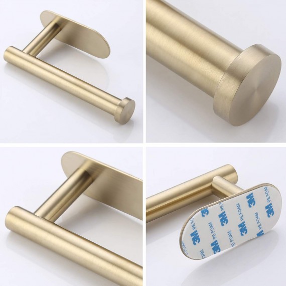 Self Adhesive Toilet Paper Holder Bathroom Tissue Roll Holder SUS304 Stainless Steel Rustproof No Drill Wall Mount Brushed Brass, A7170-BZ