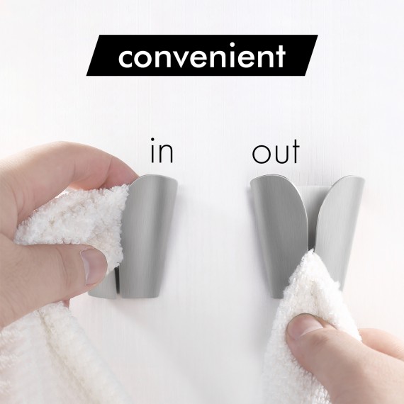 Kitchen Towel Hooks Self Adhesive Dish Towel Holder Hand Towel Hook Hanger Rustproof Stainless Steel Brushed Finish 2 Pack, AH7201-2-P2