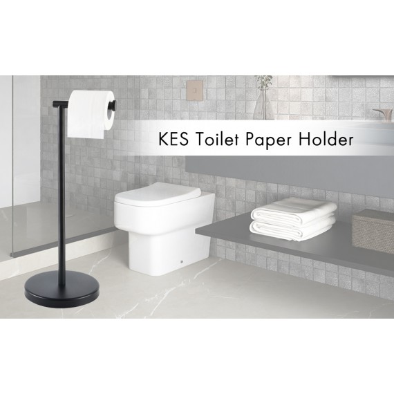 Bathroom Toilet Paper Holder with Free Standing, Matte Black BPH283S1-BK