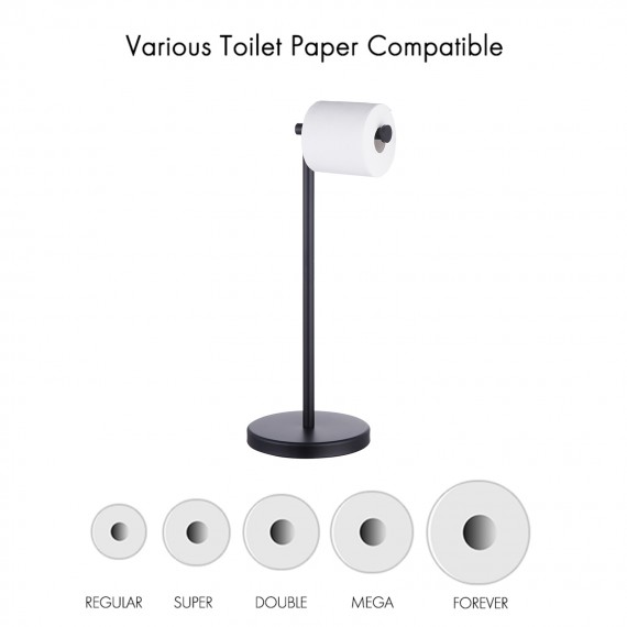KES Bathroom Toilet Paper Holder Stand Modern Tissue Roll Holder SUS304 Stainless Steel Rustproof Freestanding, Matte Black BPH283S1-BK