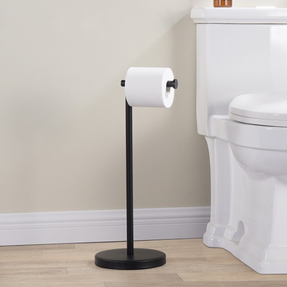 KES Bathroom Toilet Paper Holder Stand Modern Tissue Roll Holder SUS304 Stainless Steel Rustproof Freestanding, Matte Black BPH283S1-BK
