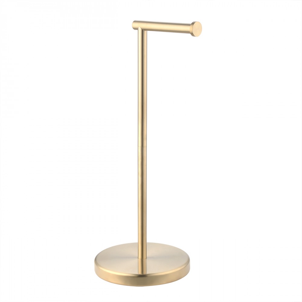 Free Standing Gold Toilet Paper Holder Stand with Black Marble