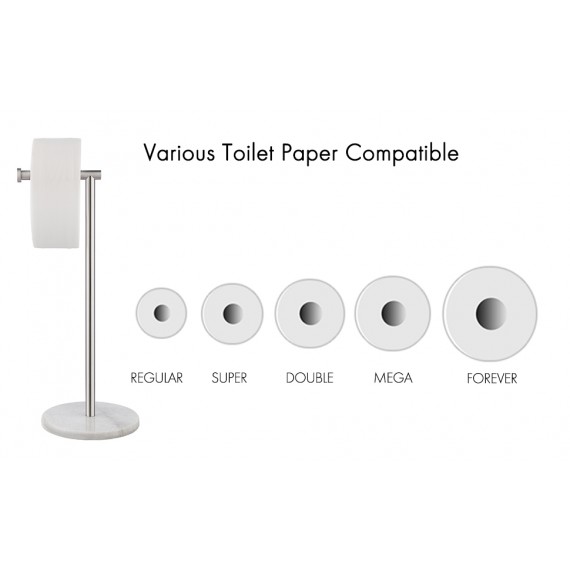 Bathroom Toilet Paper Holder Stand with Modern Marble Base, Brushed Finish WMTPH004BS