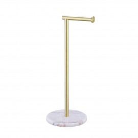 Bathroom Toilet Paper Holder Stand with Modern Marble Base, Brushed Brass FinishBPH284S1-BZ