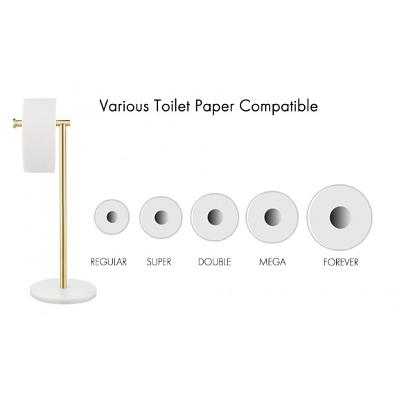 Bathroom Toilet Paper Holder Stand with Modern Marble Base, Brushed Brass FinishBPH284S1-BZ