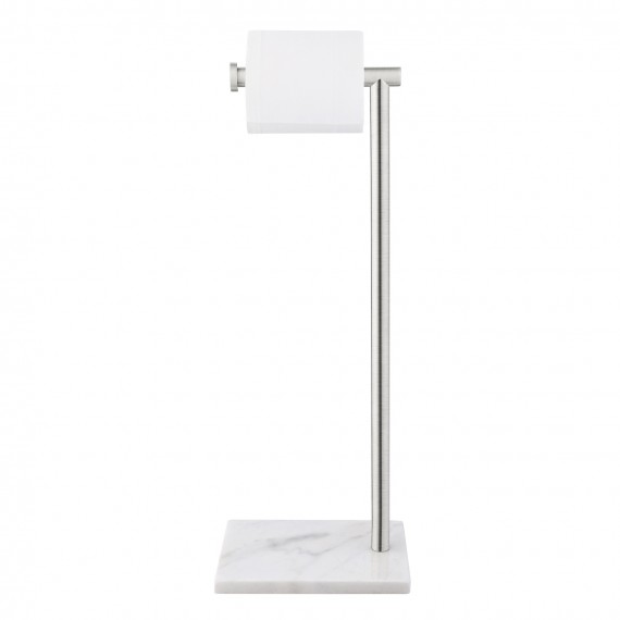 Bathroom Toilet Paper Holder Stand with Marble Base, Brushed Finish WMTPH003BS