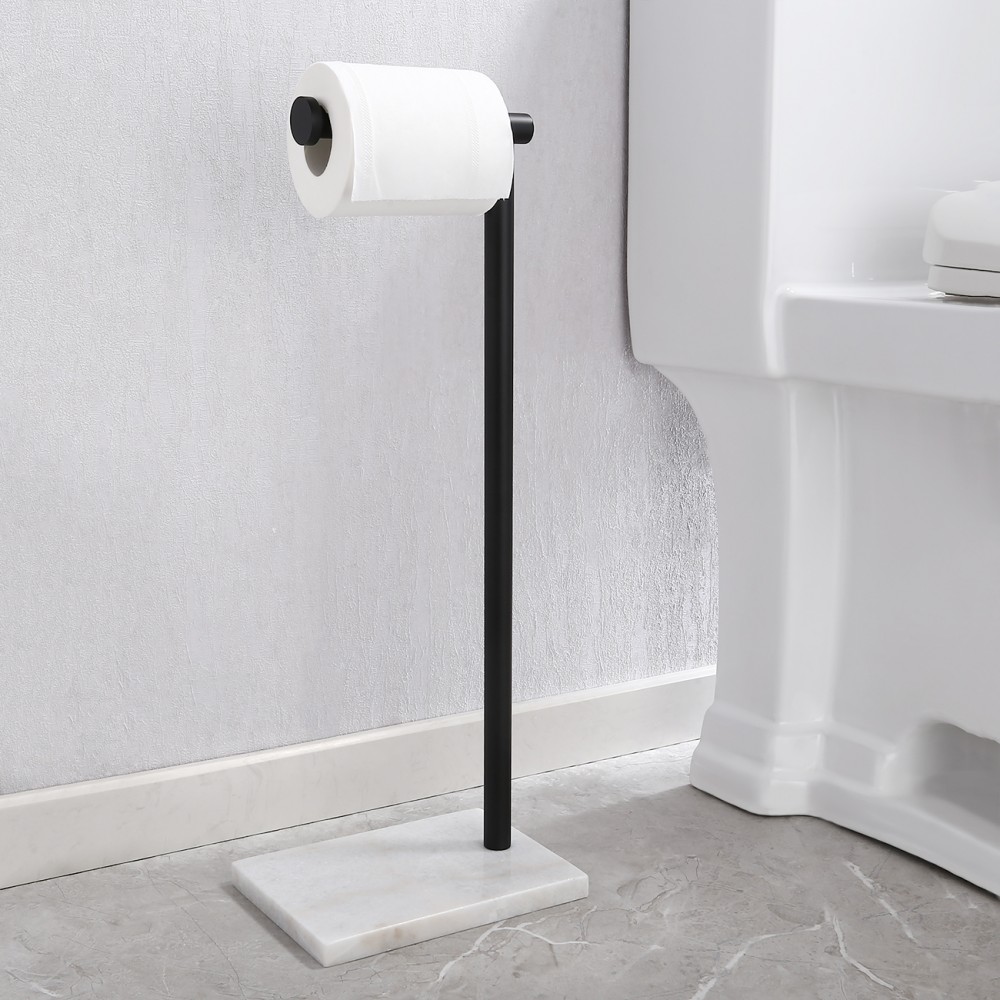 Free Standing Toilet Paper Holder Stand, Black Toilet Paper Holder  Stainless Steel Rustproof Tissue Roll Holder Floor Stand Storage for  Bathroom