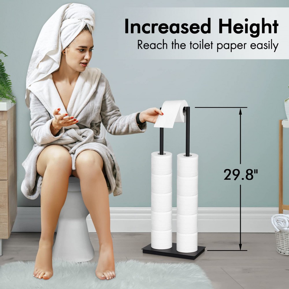 KESBlack Toilet Paper Holder Stand Bathroom Tissue Roll Holder with Marble  Base Freestanding SUS304 Stainless Steel Matte Black Finish, BPH285S1-BK