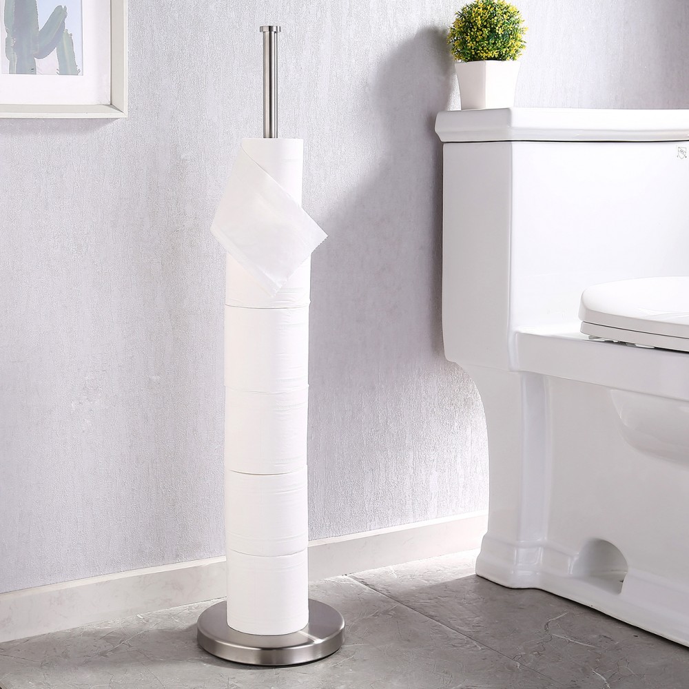Free Standing Toilet Paper Holder Stand with Modern Tissue Rolls Holder for  Bathroom Toilet Paper Storage 
