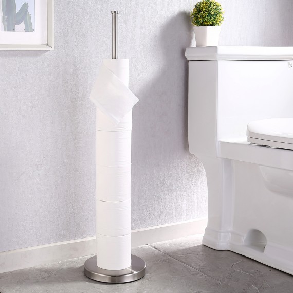 Free Standing Toilet Paper Holder Stand Modern Tissue Rolls Holder for Bathroom Toilet Paper Storage SUS304 Stainless Steel Rustproof Brushed Finish, BPS200S80-2