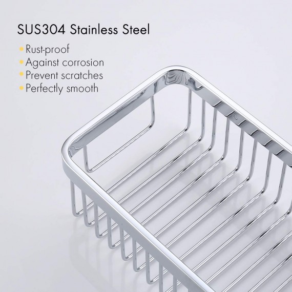 KES Adhesive Bathroom Shower Caddy Basket SUS304 Stainless Steel Shower Shelf Rustproof No Drill Wall Mount Polished Finish, BSC201DF