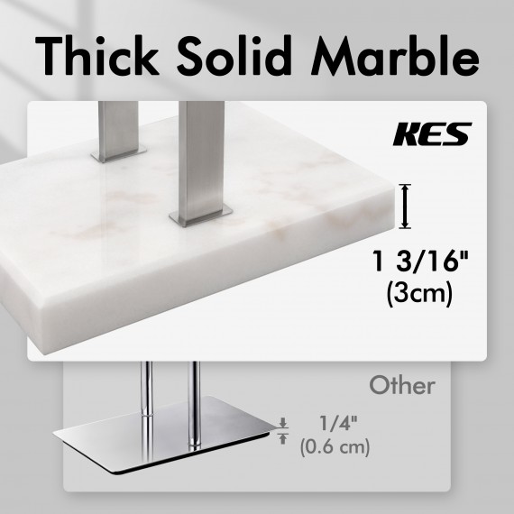 KES Standing Towel Rack 2-Tier Towel Rack Stand with Marble Base for Bathroom Floor SUS 304 Stainless Steel Brushed Finish, BTH217-2