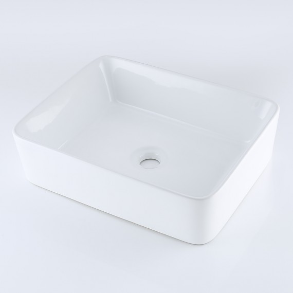 Bathroom 19-Inches Vessel Sink Countertop with Porcelain Ceramic Bowl, White Ceramic BVS110