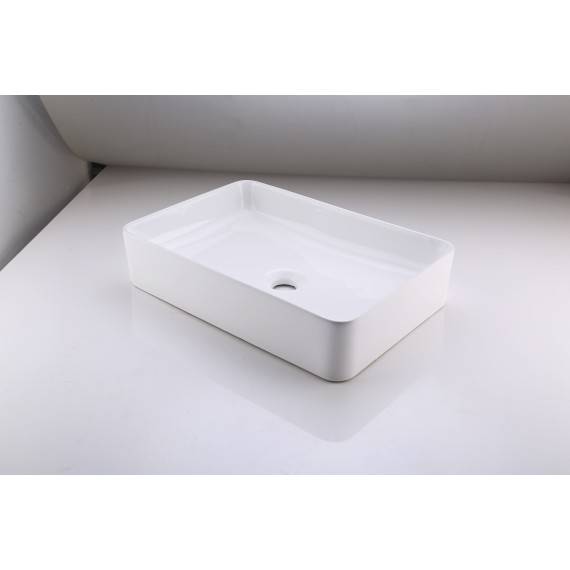 Bathroom Vessel Sink 20 Inch Above Counter Rectangular White Ceramic Countertop Sink for Cabinet Lavatory Vanity, BVS123S50