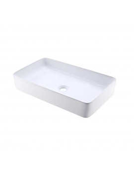 Bathroom Vessel Sink 24 Inch Above Counter Rectangular White Ceramic Countertop Sink for Cabinet Lavatory Vanity, BVS123S60