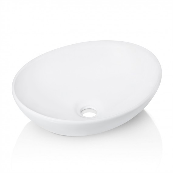 Bathroom 16" x 13" Ceramic Vessel Sink with Modern Egg Shape, White BVS124