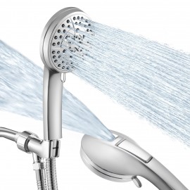 KES High Pressure Handheld Shower Head, 7-Function Handheld Shower Head with 60" Stainless Steel Hose and Brackets, Handheld Shower Head for Bathroom Chrome, DP730-CH