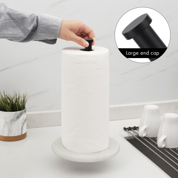 KES Paper Towel Holder Kitchen Standing Paper Towel Roll Holders with Marble Base for Standard or Jumbo-Sized Rolls Matte Black, KPH100-BK