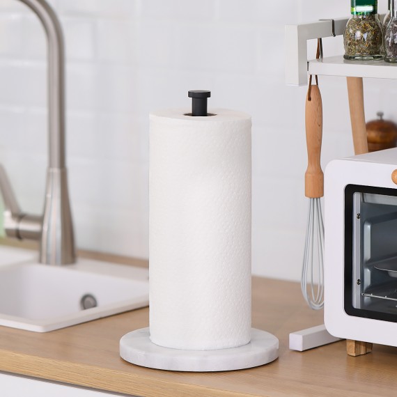 Kitchen Paper Towel Holder Standing with Marble Base for Standard or Jumbo-Sized Rolls, Matte Black KPH100-BK
