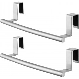 KES Over The Door Towel Rack for Kitchen Hand Towel Holder, 2 Pack Over Cabinet Towel Bar Hang on Inside or Outside of Doors, SUS304 Stainless Steel Brushed Finish, KTH200S26-2-P2