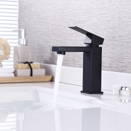 Black Bathroom Faucet Single Handle Type Stainless Steel Faucet Lavatory cUPC Certified Vanity Sink Faucet Matt Black, L3156ALF-BK