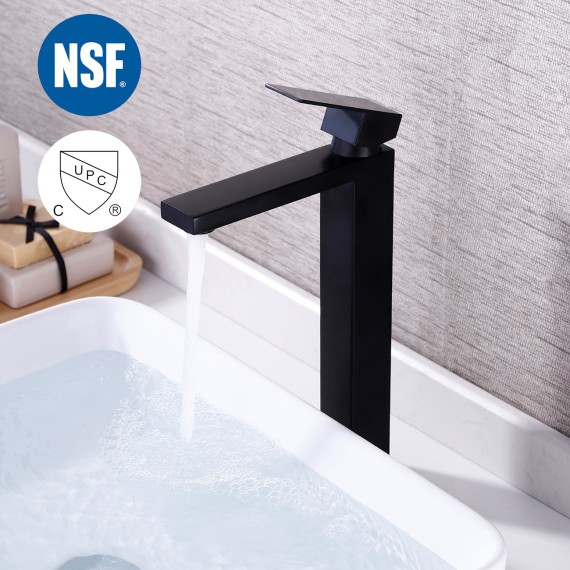 Bathroom Vessel sink Faucet with Single Handle type & Single hole, Black L3156BLF-BK