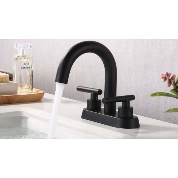 Bathroom 4 Inches vanity Faucet with Two Handles type, Matte Black WMBF001BK