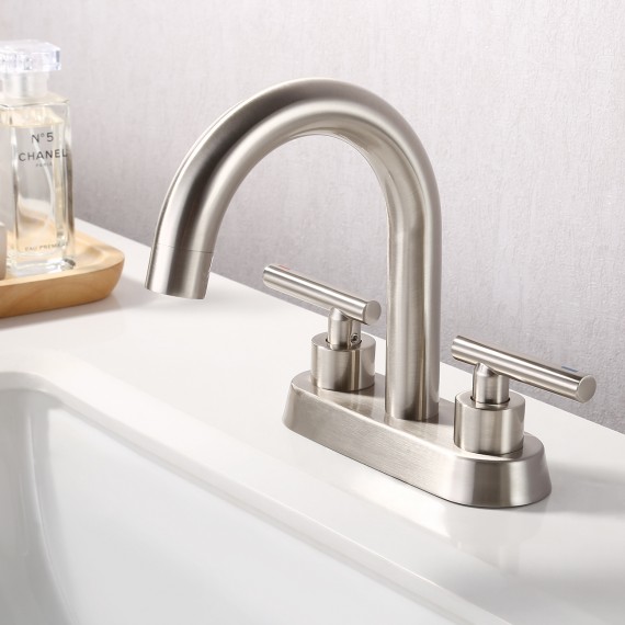 4 Inches Centerset Bathroom Sink Faucet Brushed Nickel Morden Vanity Faucet Brass Construction, L4117LF-BN