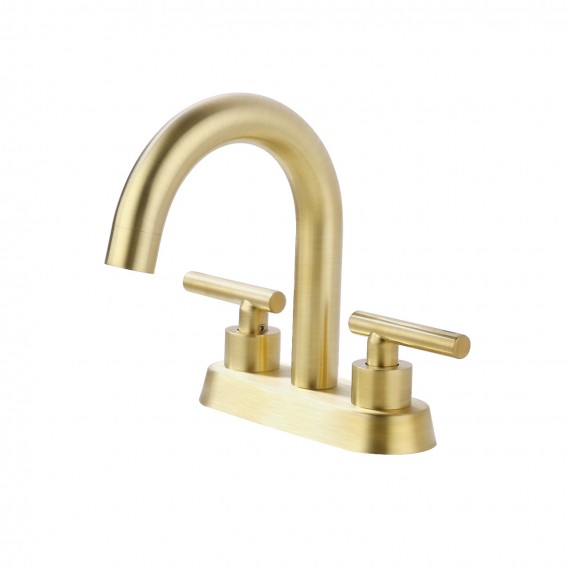 KES Brushed Gold Bathroom Faucet Modern 4 Inches Centerset Vanity Faucet Brass Construction Brushed Brass Finish, Sink Drain Not Included, L4117LF-BZ