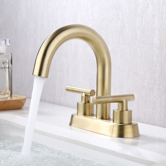 Bathroom 4 Inches vanity Faucet with Two Handles type, Brushed Brass Finish L4117LF-BZ