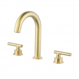 Gold Bathroom Faucet 8 Inches Widespread Bathroom Faucet 3 Hole Bathroom Faucet 2 Handle Bathroom Sink Faucet Brass with Supply Hoses Brushed Brass, L4317ALF-BZ