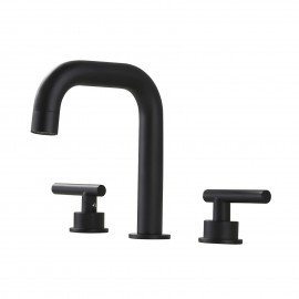 KES Matte Black 8-Inch Widespread Bathroom Faucet 3 Hole Modern Vanity Sink Faucet 2 Handle Brass with Supply Hoses, Sink Drain Not Included, L4317LF-BK