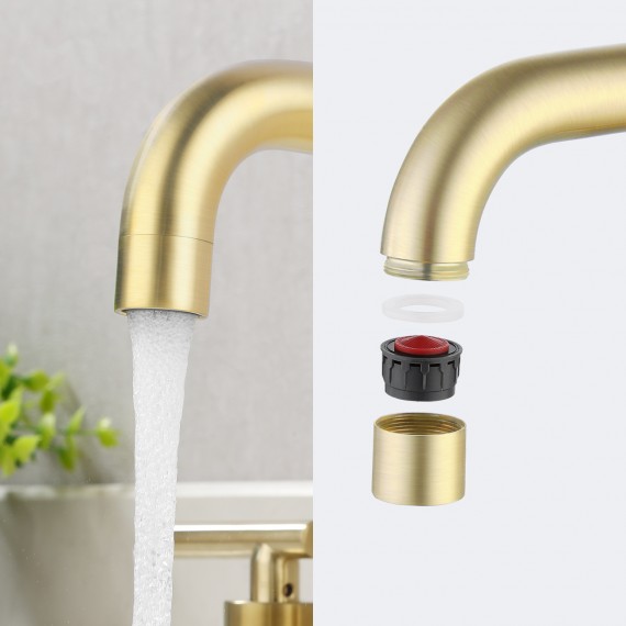 Widespread Bathroom Faucet 8 Inches Brushed Brass Bathroom Sink Faucet 3 Hole cUPC Certified Brass with Supply Hoses, L4317LF-BZ