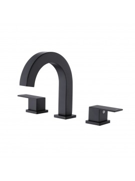 Bathroom 8 Inches Faucet with 3 Hole Widespread & Supply Hoses, Black L4318LF-BK