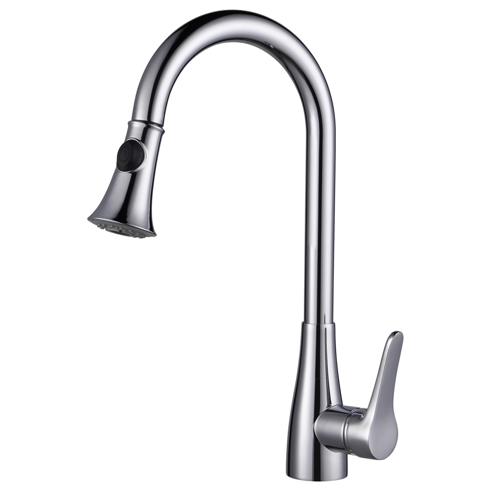 L6910 Solid Brass Singel Lever High Arc Pull Down Kitchen Faucet